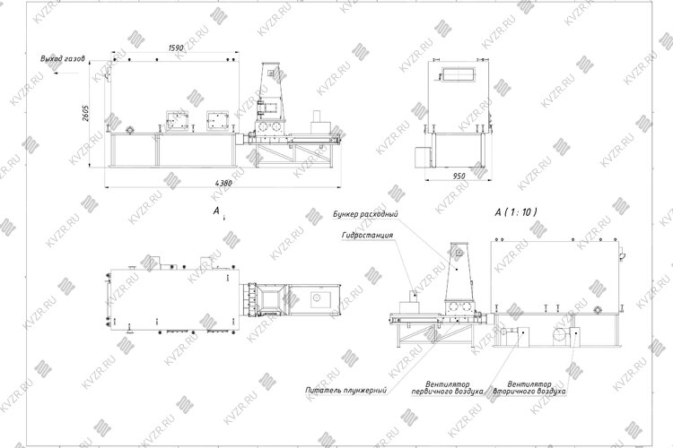 Котел на опилках 0.15 МВт чертеж